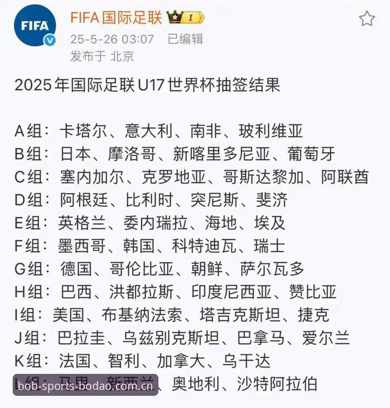 U17世界杯抽签结果详解：中国男女足出线前景与观赛指南